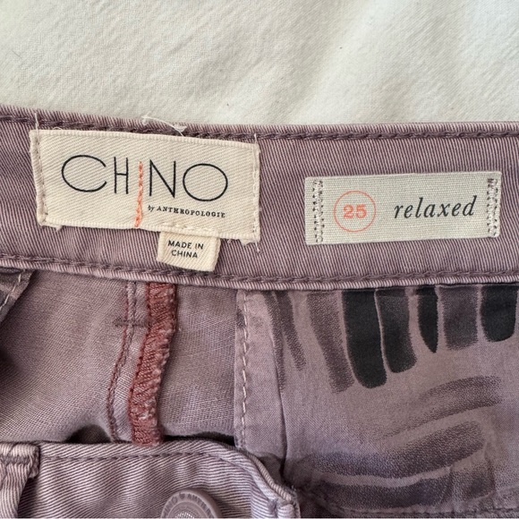 Chino by Anthropologie Lavender Embroidered Chino Pants, Size 25 - Picture 9 of 9
